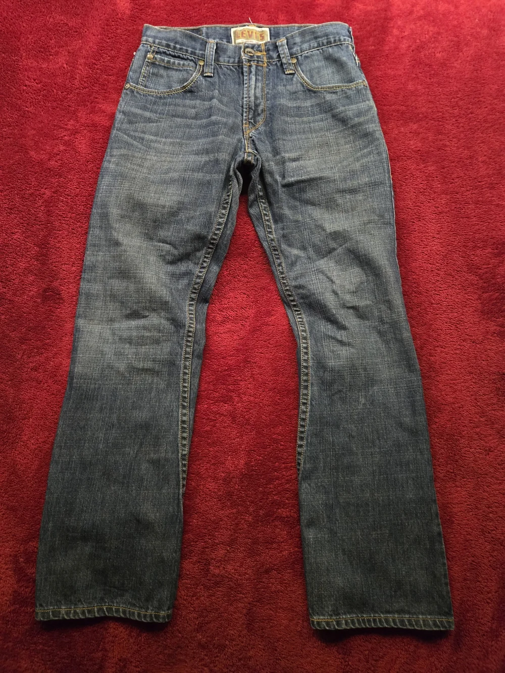 Levi's Riveted Mud Wash Dark Blue Denim Straight Jeans